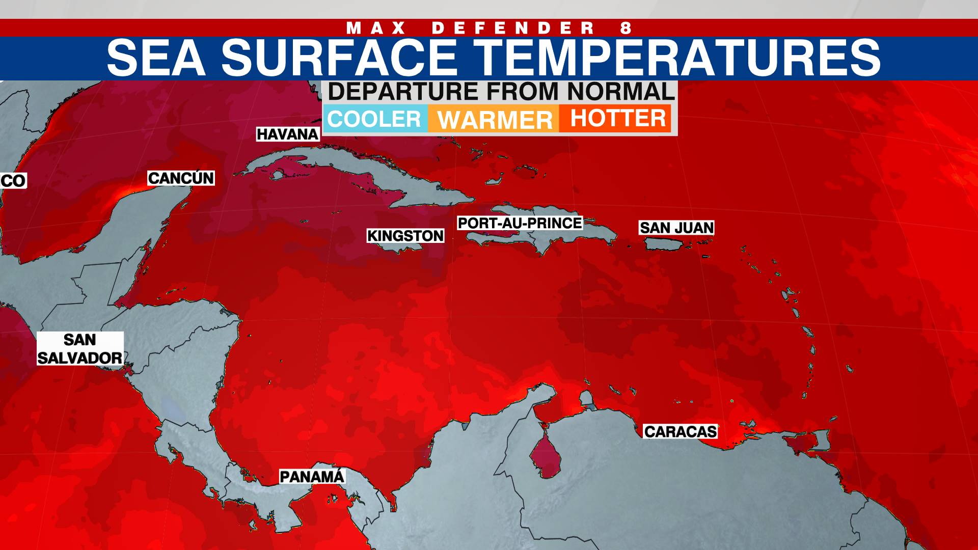 Sea surface temps Caribbean