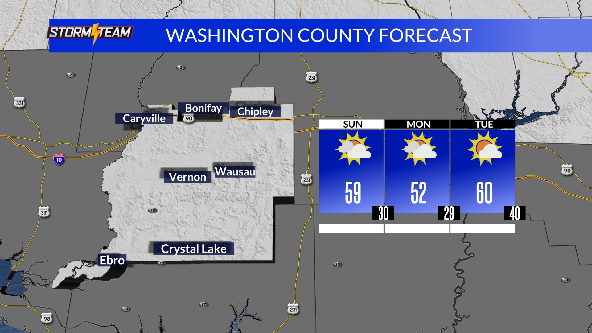 County by County Weather Forecast for Florida Panhandle